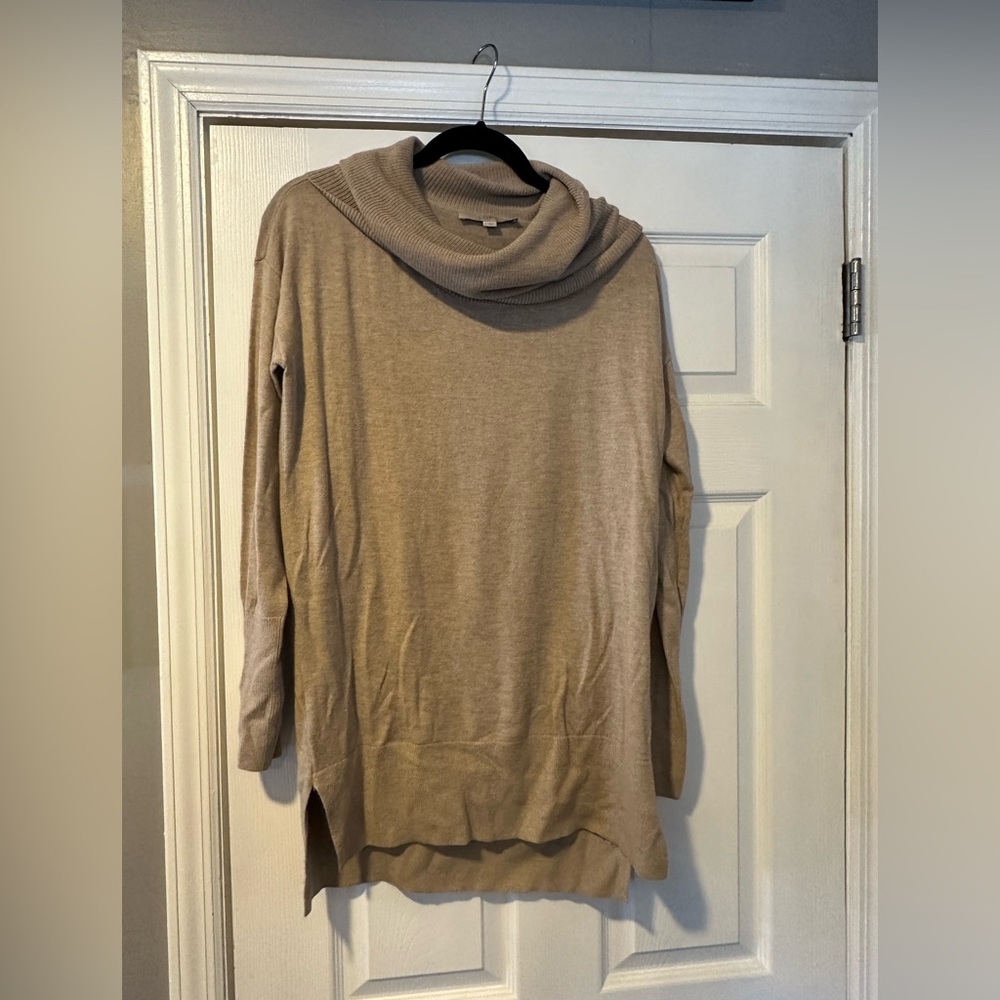 Loft Tan High Low Cowl Neck Sweater Size Medium
